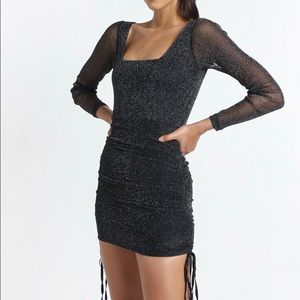 Showpo Black Mesh Lurex Dress